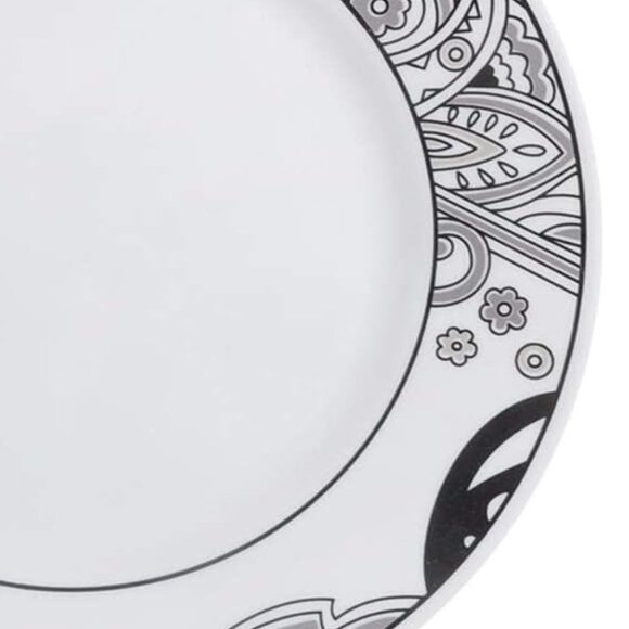 6 Corelle Ceramic Luncheon Plates  Vive Collection Art Nouveau White Black EUC - Picture 2 of 6